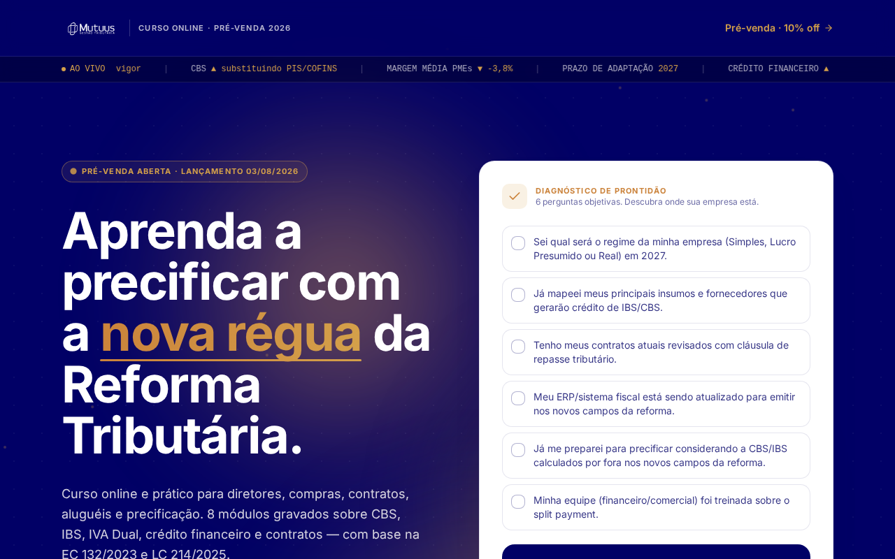 Prévia desktop do site Mutuus Gestão Tributária