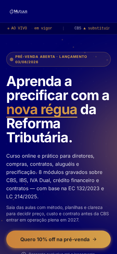 Prévia mobile do site Mutuus Gestão Tributária